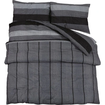 Image of vidaXL Duvet Cover Set Dark Grey 225x220 cm Cotton