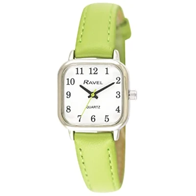 Image of Ravel Women&#039;s Square Brighter Days Silver Tone Watch Analogue Quartz R0141.11.2 Bright Lime Green