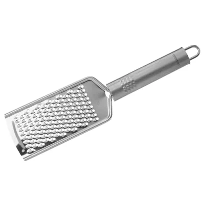 Image of Fackelmann OPAL Hand Grater, Fine Lemon &amp; Lime Zester, Chocolate Parmesan Sharp Durable Grating Blade, Stainless Steel, 24x5.5x1.5cm, Silver