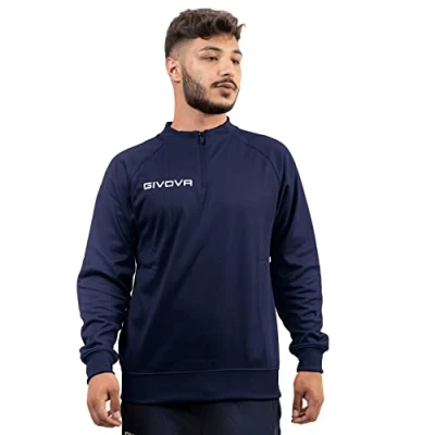 Image of Givova Maglia Tecnica (Half Zip) 500 Sweatshirt, Men, Blue, 4XS