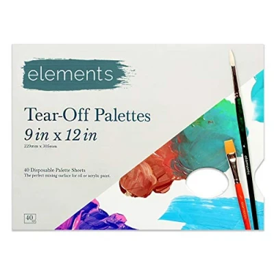 Image of Elements Tear Off Palette 40 Disposable Painting Sheets, Artist Pad Mixing Surface for Oil or Acrylic Paint Pigment Colours 9&quot;x12&quot;