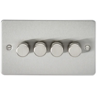 Image of KnightsBridge Flat Plate 4G 2 way 10 200W (5 150W LED) trailing edge dimmer Brushed Chrome