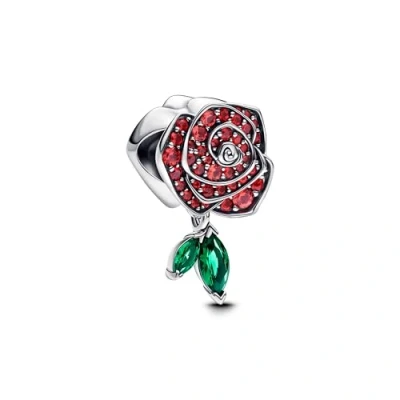 Image of Pandora Moments Sparkling Blooming Rose Charm Made of Sterling Silver with Artificial Crystal, Compatible Bracelets, 793201C02