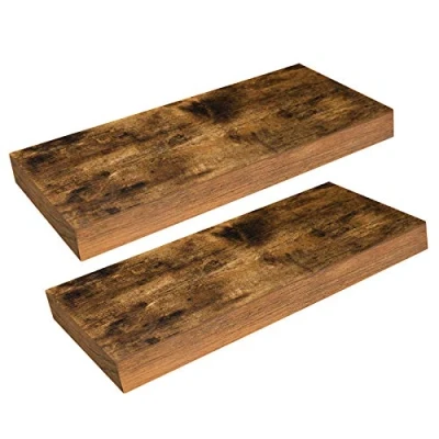 Image of HOOBRO EBF40BJ01 Wall Shelf, Floating Set of 2, Sturdy Boards, 40 x 20 3.8 cm Hanging Shelves with Invisible Brackets for Bedroom, Kitchen, Office, Bathroom, Living Room