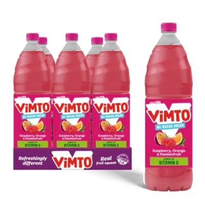 Image of Vimto Original Raspberry, Orange &amp; Passionfruit Real Fruit Squash, 1.5L pack of 6