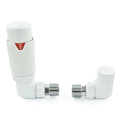 Image of Thermostatic Radiator Valve White Corner TRV Style (All White)