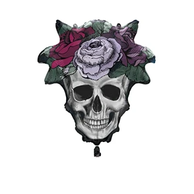 Image of Unique 26782 Giant Foil Floral Skull Balloon 53 cm Halloween Party 1 Count (Pack of 1), Multicolour