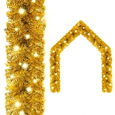 Image of vidaXL Christmas Garland with LED Lights: 10m Gold, Energy efficient and Decorative Ornament USB Connector
