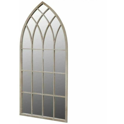 Image of vidaXL Gothic Arch Garden Mirror for Indoor and Outdoor Use Vintage design with Rust Effect 50x115 cm Antique White