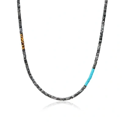 Image of COAI Mens Womens Heishi Genuine Labradorite Stone Beaded Necklace 65cm