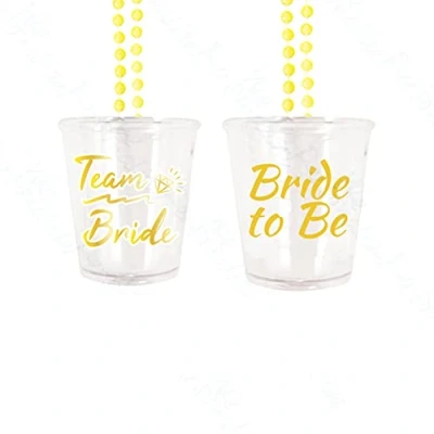 Image of Bride to Be White and Gold Team Shot Glass Hen Party Accessories