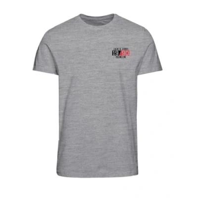 Image of JACK &amp; JONES Men&#039;s Jprbluspace Tee Ss Crew Bmuss24 T Shirt, Light Grey Mix, M