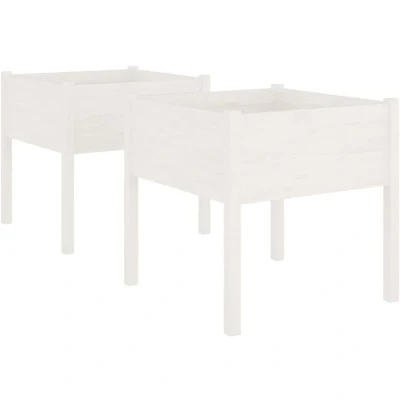 Image of vidaXL Garden Planters 2 pcs White 70x70x70 cm Solid Pinewood