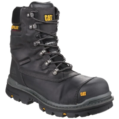 Image of Caterpillar Safety Premier Leather Waterproof Boot Mens Black material_leather1 Size UK 10