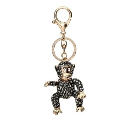 Image of INSTITIZER Rhinestone Keychain Cartoon Monkey Metal Alloy Car Animal Keyring for Bag Pendant Handbag Charm Women