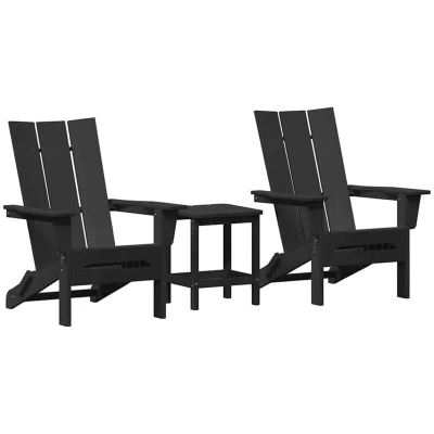Image of vidaXL 3 Piece Garden Lounge Set Black HDPE