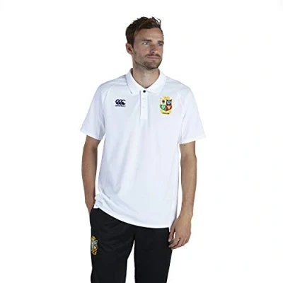 Image of Canterbury of New Zealand Men&#039;s British and Irish Lions Rugby Pique Polo Shirt, Bright White, S