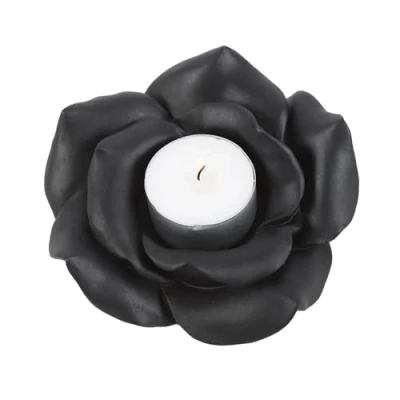 Image of Something Different Black Rose Tealight Holder Gothic Victorian Vampire Collection, Resin Crafted, Intricately Designed Candle for Romantic Ambience, Home Decor and Unique Gifts