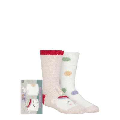 Image of Boys and Girls 2 Pair Totes Super Soft Slipper Socks Unicorn 7 10 Years
