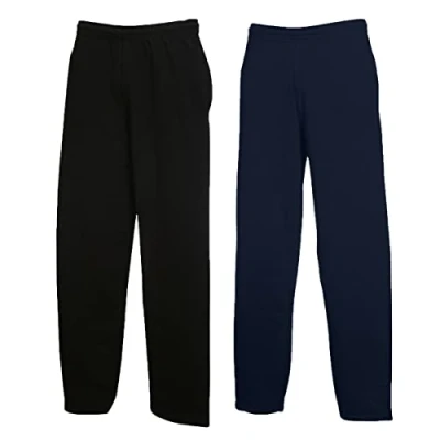 Image of Fruit of the Loom Men&#039;s Sports Trousers, 1 x black open + deep navy Hl purchase notepad, XL