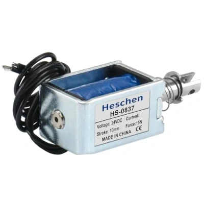 Image of Hechen solenoid electromagnet HS 0837 DC24V 19N 4LB 10mm stroke, pull type open frame