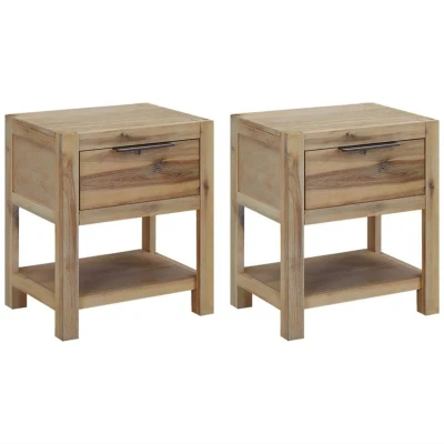 Image of vidaXL Nightstands with Drawers 2 pcs 40x30x48 cm Solid Acacia Wood