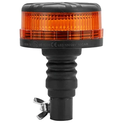 Image of D TECH LED Strobe Warning Beacon Lamp Rotating Flashing light for agricultural machines, commercial vehicle, school bus, tractor, excavators, truck, (Flexible Pipe Mounting)