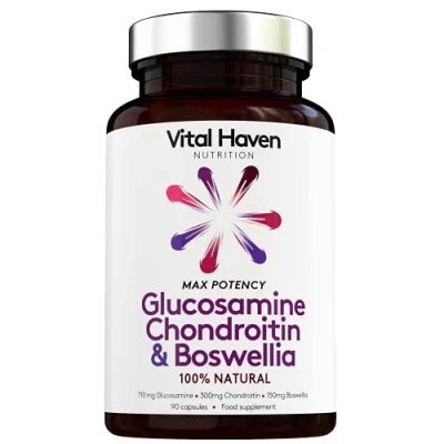 Image of 100% Natural Triple Action Mobility Formula Glucosamine + Chondroitin Boswellia Max Potency Premium Ingredients Made in The UK by Vital Haven