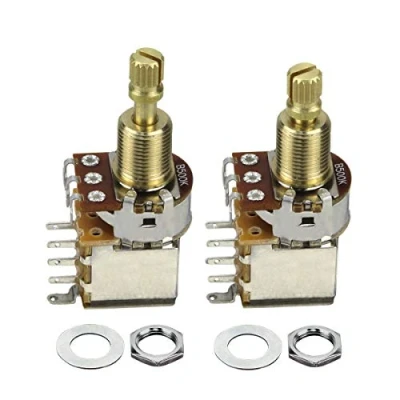 Image of FLEOR 2PCS B500K Push Bounce Switch Potentiometer Linear Taper Pot Long Split Copper Shaft for Electric Guitar Bass Volume/Tone Controls
