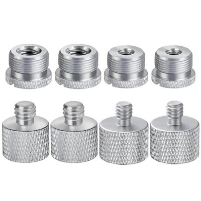 Image of IXTECH Mic Stand Adapter Set 8 pieces Metal Microphone Screw Thread 5/8 Female to 3/8 Male 1/4 Tripod ADP01 Slvr