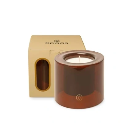 Image of Spaas Delight Scented Candle Small 40h, Glorious Glimmer, Ivory in Smoked Brown Glass