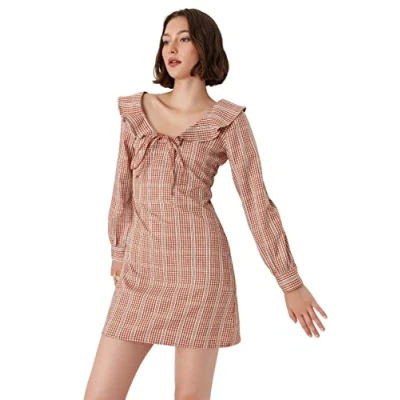 Image of Trendyol FeMan Mini A line Regular fit Woven Dress Orange