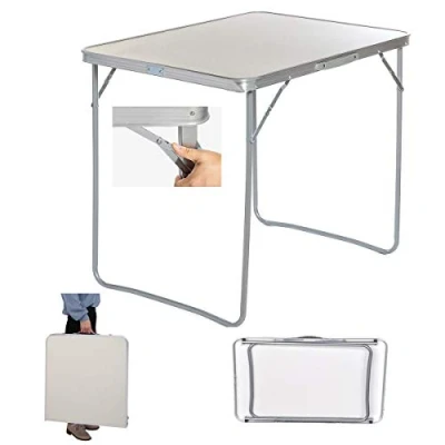 Image of Folding Camping Table Aluminum Portable Foldable Picnic Tables Compact Small Outdoor Indoor Kitchen for BBQ, Garden Party 70cm H x 80cm L