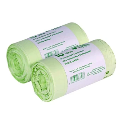 Image of 10 Litre x 100 Bags Compostable Caddy Liners 10L Kitchen Food Waste Bin EN 13432 Compost