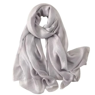 Image of Lina &amp; Lily Shimmer Sheen Scarf Shawl Wrap for Wedding Evening Dress Sheer Lightweight (Silver)