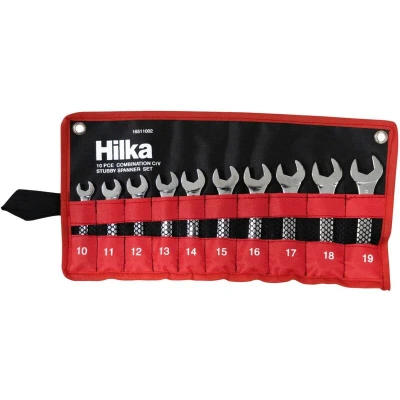 Image of Stubby spanner set 10PC metric combination wrench 10 19MM 16511002 Hilka
