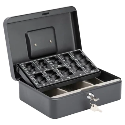 Image of Burg Wachter CB03GBBK 10&quot; Money 5030 Cash Box with Coin Tray, Black