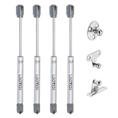 Image of LOOTICH 150N Automatic Lid Stay Support Kitchen Cabinet Cupboard Door Toy Box Hydraulic Spring Gas Strut Piston Soft Opening Hinges for Flap Fittings Pack of 4