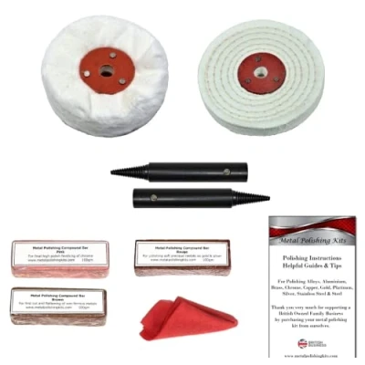 Image of Bench Grinder Add On Jewellery Polishing Buffing Kit Gold Silver Platinum Chrome 4 x ½ Wheels