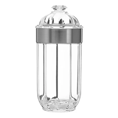Image of Premier Housewares Clear Canister, Acrylic, Silver, 10 x 22 cm