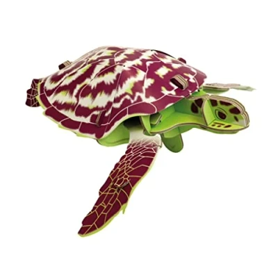 Image of Build Your Own Moving Hawksbill Turtle Pull Tab Flipper Action Sustainable Cardboard Craft Kit Ages 8+
