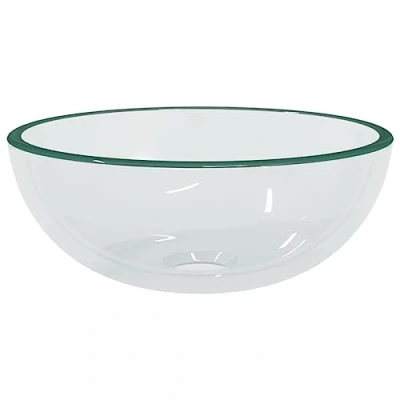 Image of vidaXL Modern Tempered Glass Basin Transparent Bathroom Sink with 30cm Diameter, 12cm Height, Suitable for Easy to Clean, Durable