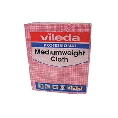 Image of Vileda VIL04871 106400 Medium Weight Cloth, Red (Pack of 10)