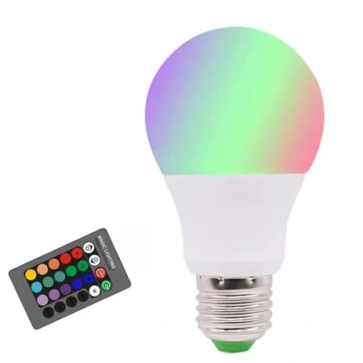 Image of Colour Changing Light Bulb E27, RGB Cool White, Dimmable, 16 Choices, 3W LED, Coloured Mood Lights for Home Decoration, Remote Control Included