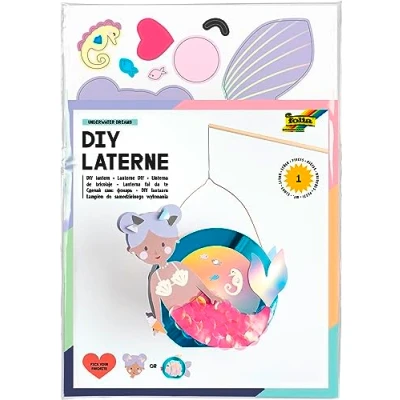 Image of folia Underwater Dreams 94201 Lanterns Craft Set, Approx. 10 x 23 33 cm, Material for a Lantern, Can Be Designed as Mermaid or Puffer Fish, Medium