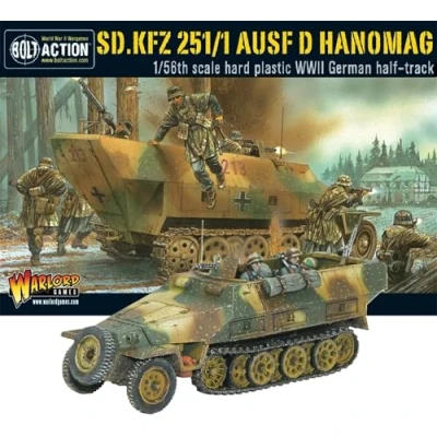 Image of Warlord Games German Army Sd.Kfz 251/1 ausf D Hanomag halftrack 1:56 / 28mm Plastic Scale Model Vehicle for Bolt Action Highly Detailed World War 2 Miniatures