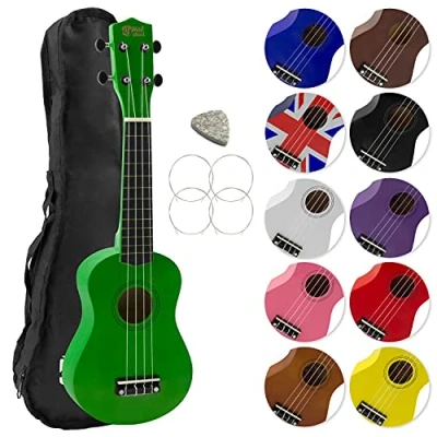 Image of Mad About SU8 Soprano Ukulele in Green With FREE Gig Bag, Pick, and Spare Strings Great for Schools Beginners, Now Carbon Black Improved Tuning