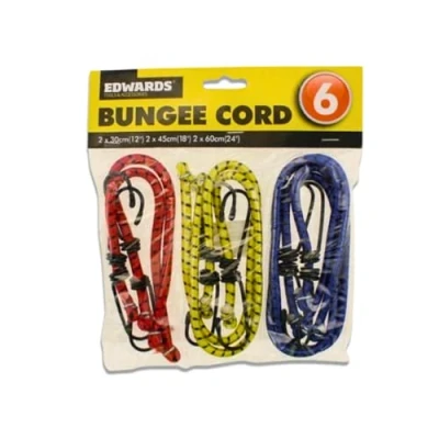 Image of Ardisle 6 BUNGEE STRAPS CORDS WITH HOOKS ELASTICATED ROPE CORD CAR BIKE LUGGAGE TIE DOWN