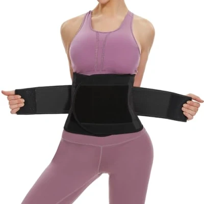 Image of SIHOHAN Waist Trainer Belt Sweat Cincher Trimmer Women Body Shaper Sports Slimming Band with Dual Adjustable Belly for Fitness Workout(Black,XXL)