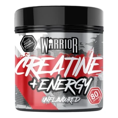 Image of Warrior Creatine Monohydrate Powder + Energy 360g Formulated as a Pre Workout to Fuel Performance and Support Muscle Recovery Contains Caffeine &amp; Vitamins 80 Servings (Unflavoured)